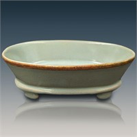 Chinese Song Dynasty Celadon Ru Kiln Four Footed C