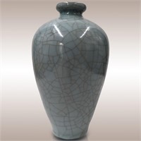 Chinese Celadon Crackle-Glazed Meiping Porcelain V