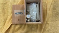America Perry Ellis watch in box with pieces