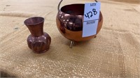 Tiny metal  cauldron and vase