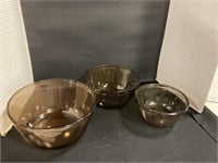3 Anchor ovenware glass bowls