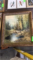 34”W x 38”T framed painting signed