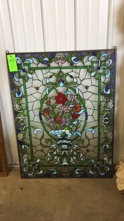 32”W x 42.5”T stained leaded glass