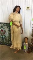 Approx. 6’ female mannequin w/early dress,Wolf&Vn