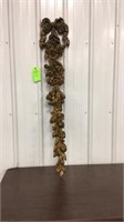 Mid century wood gold fruit wall hanging 51”