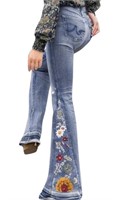 $58 XL Women Floral Embroidered Jeans