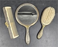 Vanity Set - Brush, Comb, Mirror