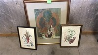 3 framed oriental items