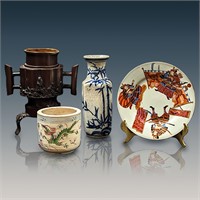 Lot Of 4 Japanese Porcelain And Bronze Items