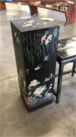 Chinese black lacquer side table and cabinet