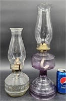 2 Vintage Glass Oil Lamps - Purple & Kaadan #6