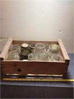 Glass Jars in Wooden Crate