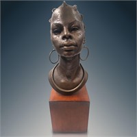 Peter Sedcole African Woman Bust On Plinth