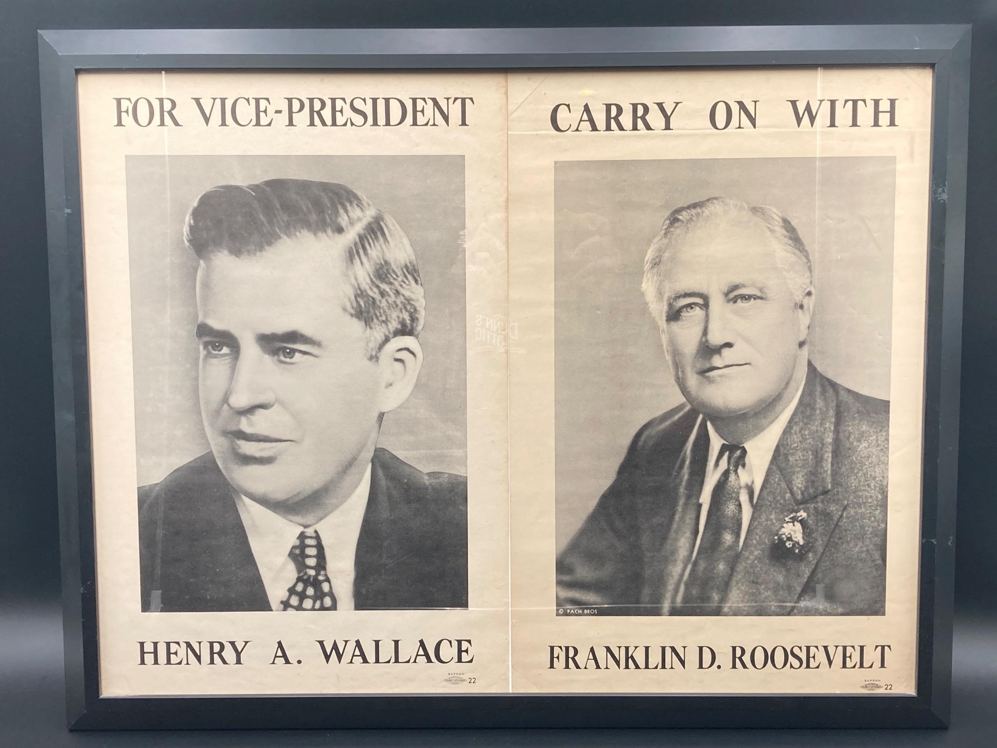 Framed Franklin Roosevelt & Henry Wallace Poster