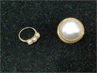14k Pearl? Ring and Pin Bundle