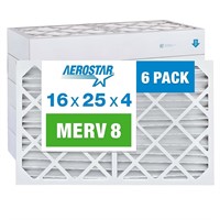 6PK Aerostar 16x25x4 MERV 8 Pleated Air Filter
