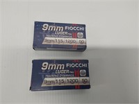 (2) boxes of 9mm 115gr Fiocchi ammunition