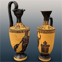 Pair Of Classic Greek Reproduction Pottery Oenocho