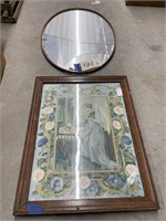 2 pc Broken Oval Mirrow, Framed Picture Guardian A