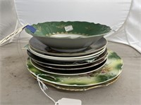 9 pc, painted China plates