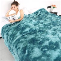 Green Fleece Blanket 50x70, Tie Dye Pattern