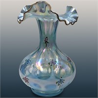Vintage Hand Painted Signed Fenton Art Glass Vase,