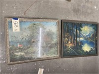 2 framed pictures, 17 X 20, some damage