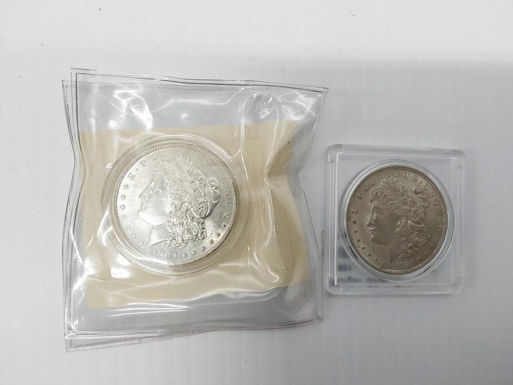 (2) Morgan silver dollars