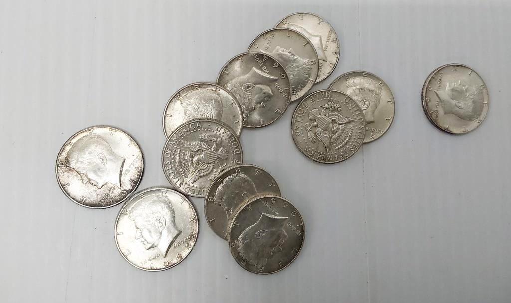 (12) 1964 JFK silver halves