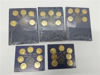 (5) history of US Presidents solid brass coins set