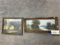 2 framed land scapes 10 X 22, 14 X 17