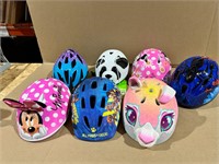 Lot of 7 kids bicycle helmets, various conditions