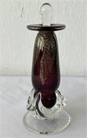 Amethyst & Gold Signed Hand Blown Perfume Bottle