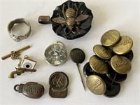 Vintage Bee Hook, Tigress Brass Buttons, Cracker