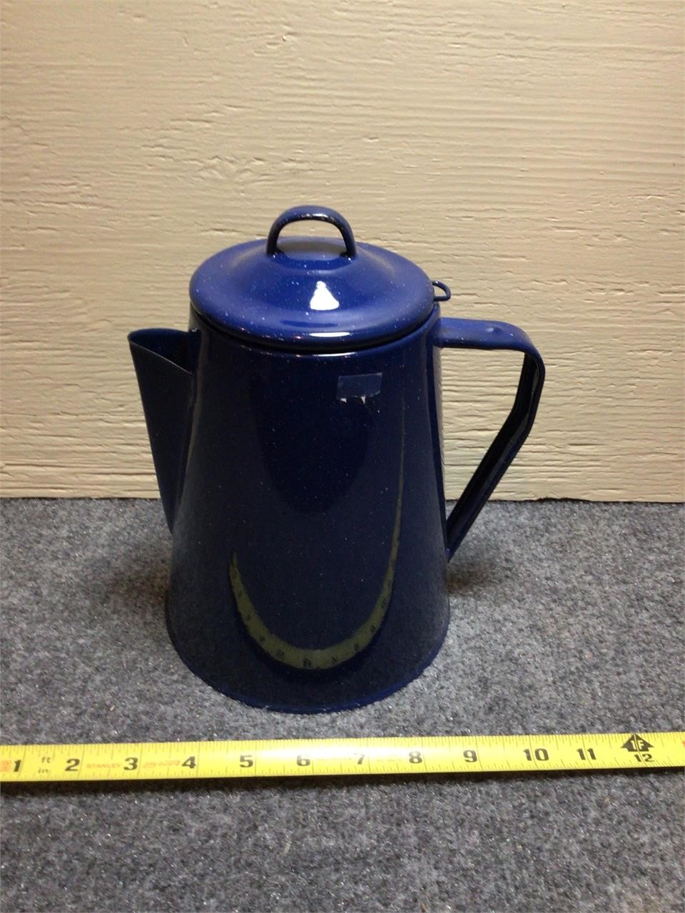 Blue Enamel Coffee Pot, w/Perk