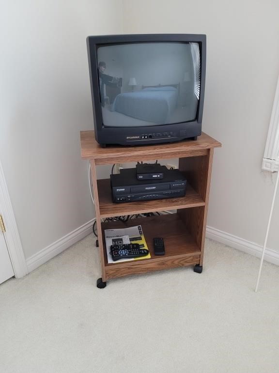 Sylvania TV, VHS Player and Stand