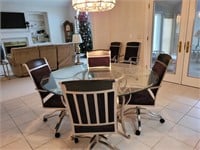 Glass Top Dining Table with 6 Chairs