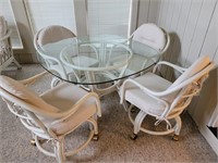 Glass Top 42" Patio Table and 4 Chairs