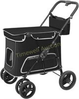 Dual Entry Dog Stroller  4 Wheel-Black