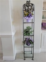 Glass Shelf Unit, Wall Art and Floral Arrangements