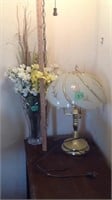 Touch lamp and floral arrangements, (matches Lot