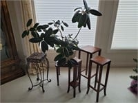 Nesting Wooden Plant Stands, Wrought Iron Stand