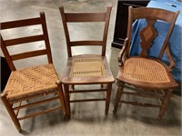 3 wood odd chairs