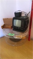 Mini TV, Plastic hat box, small wood box.