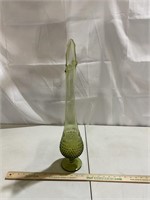 24” Fern Green Hobnail Swung Glass Vase