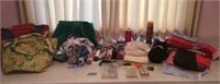 Craft lot: material, ribbon, tens, Cross stitch