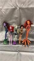 5 monster high dolls loose