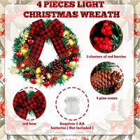 1pc Lighted Christmas Wreath 13 In