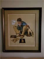 Norman Rockwell Prints, Clock and Faux Tree