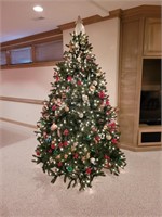 8' Christmas Tree with Ornaments and Lights